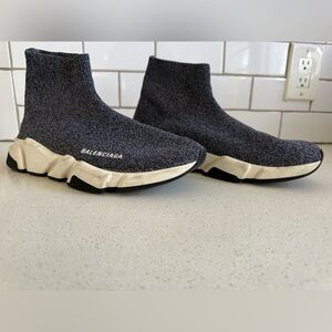 Balenciaga Black and White Knit Sock Sneakers